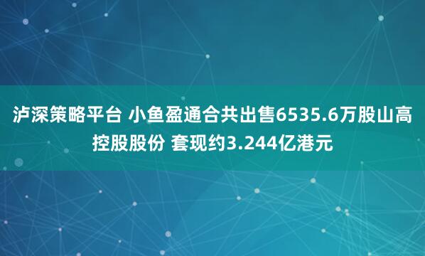 泸深策略平台 小鱼盈通合共出售6535.6万股山高控股股份 套现约3.244亿港元